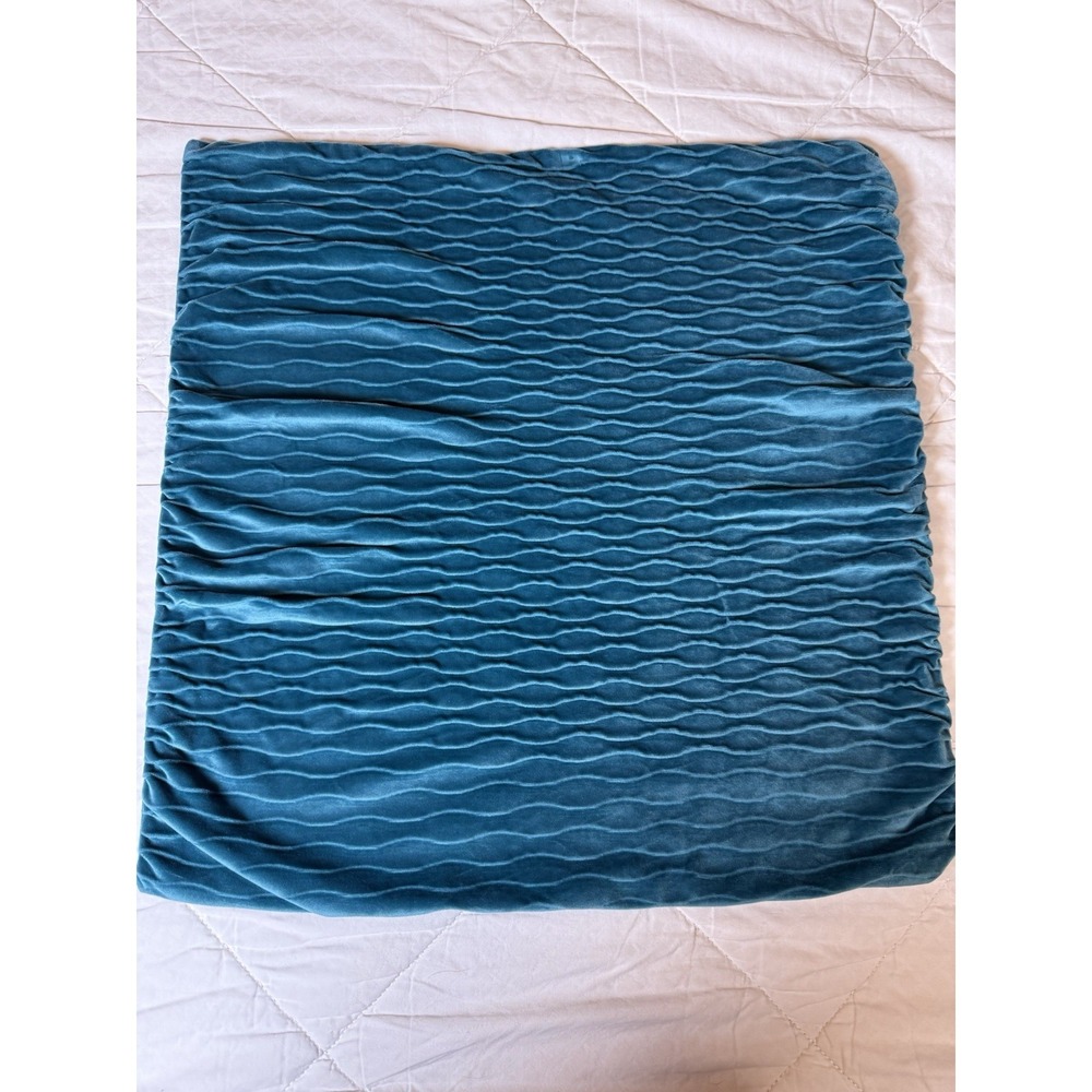 Teal Blue Textured Velvet Pillowcase Decorative Throw Cover 19x20"